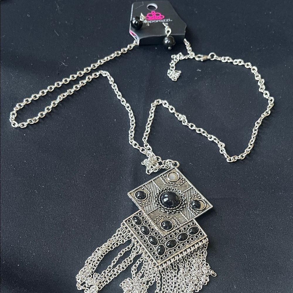 Paparazzi Silver Necklace with Black Accents